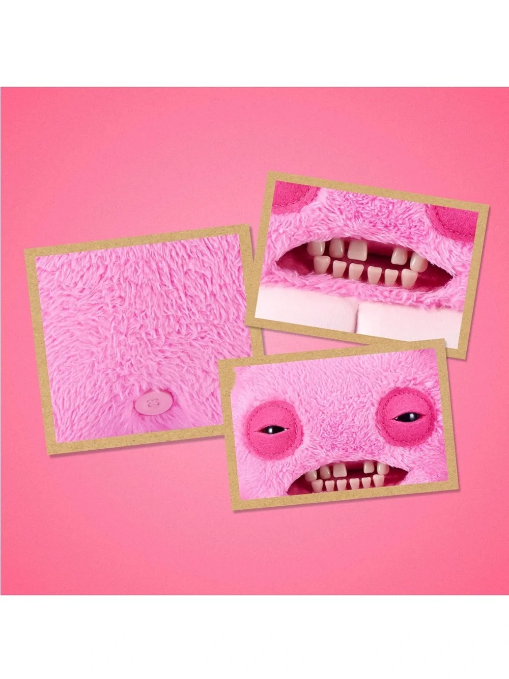 Zuru Nipple Fuggs Pink Plush Monster Toy with Button Belly - Kids Plush Creature